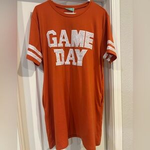Game Day Sequin Graphic Tee Dress  — WITH POCKETS